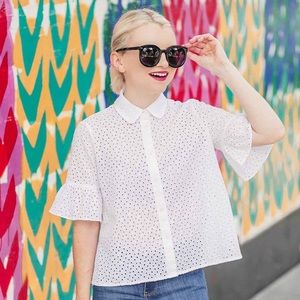 Madewell Eyelet Bell-Sleeve Top